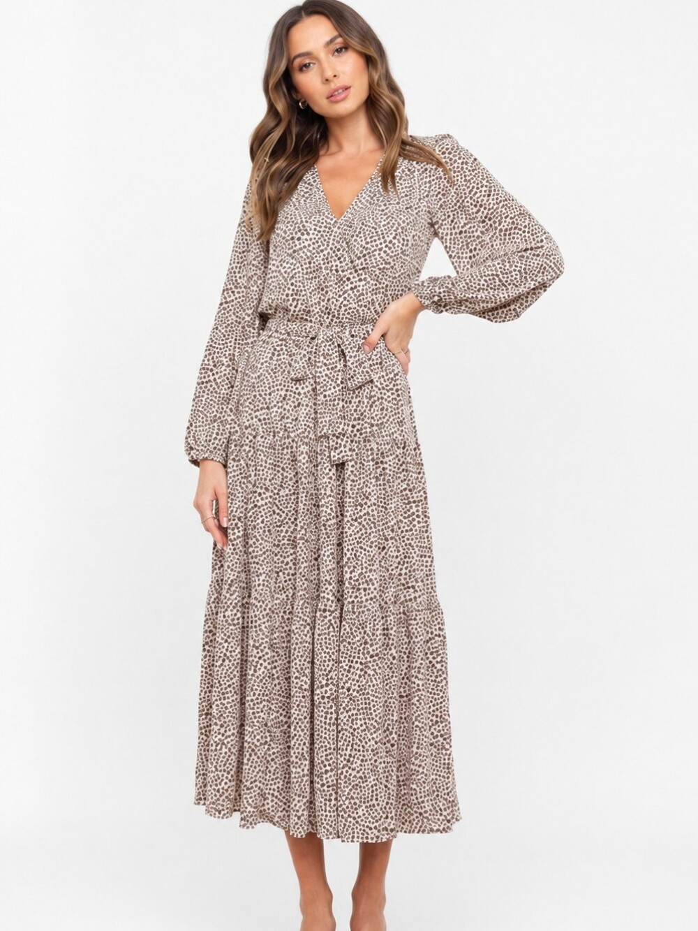 Women's XL Boho Midi Dress | Flowy Tie Waist